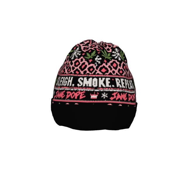 Sleigh Smoke Repeat beanie original alternate front reference showing the crown and solid black band.