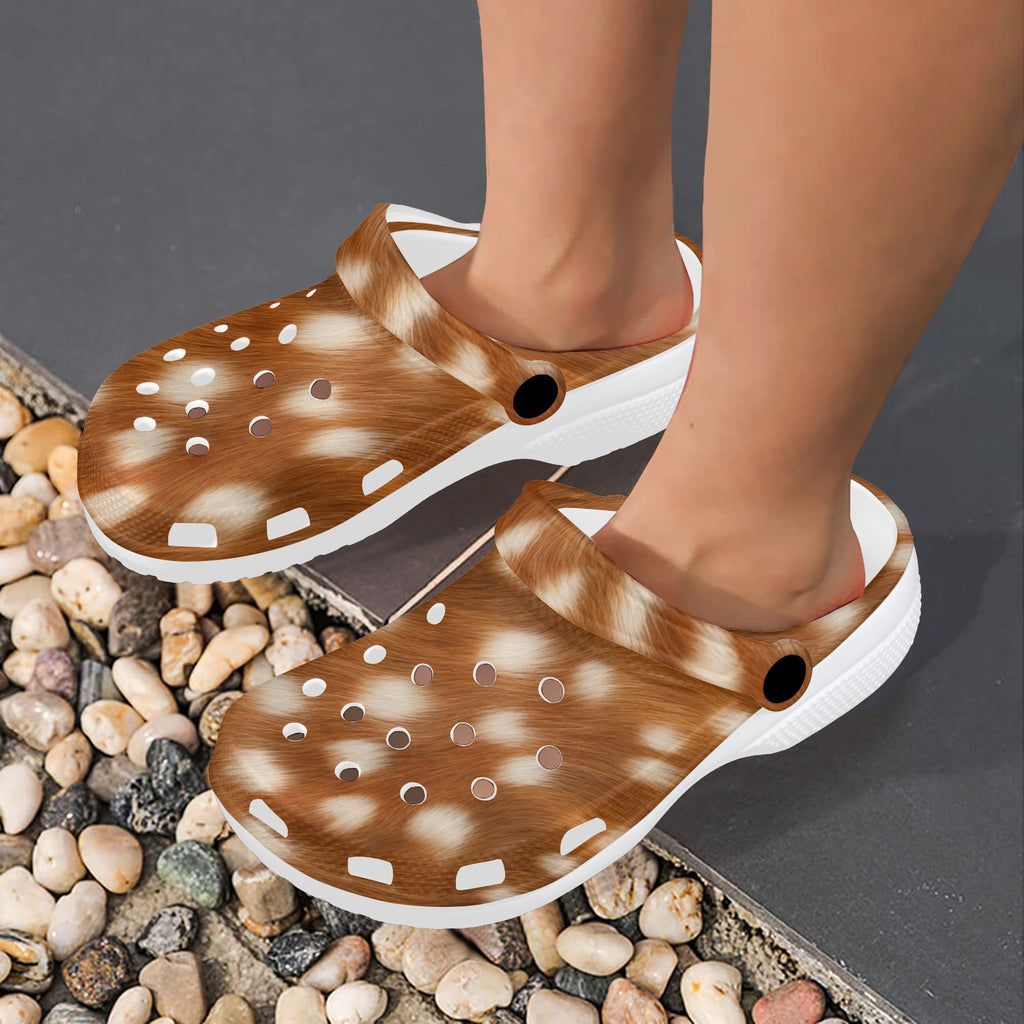 Bambi Clogs — top-down view showing spotted print