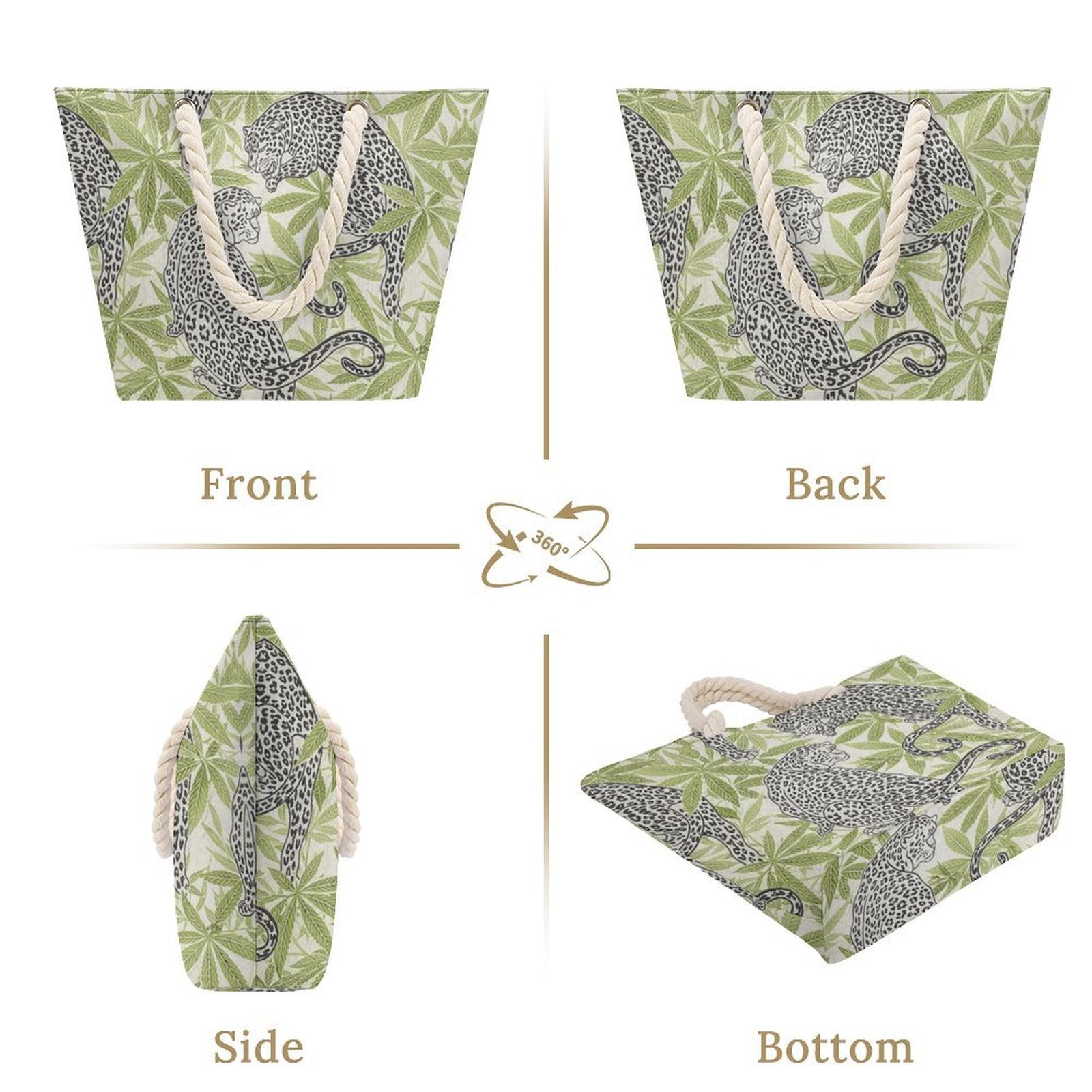 Leopard Hemp Rope Tote — interior view