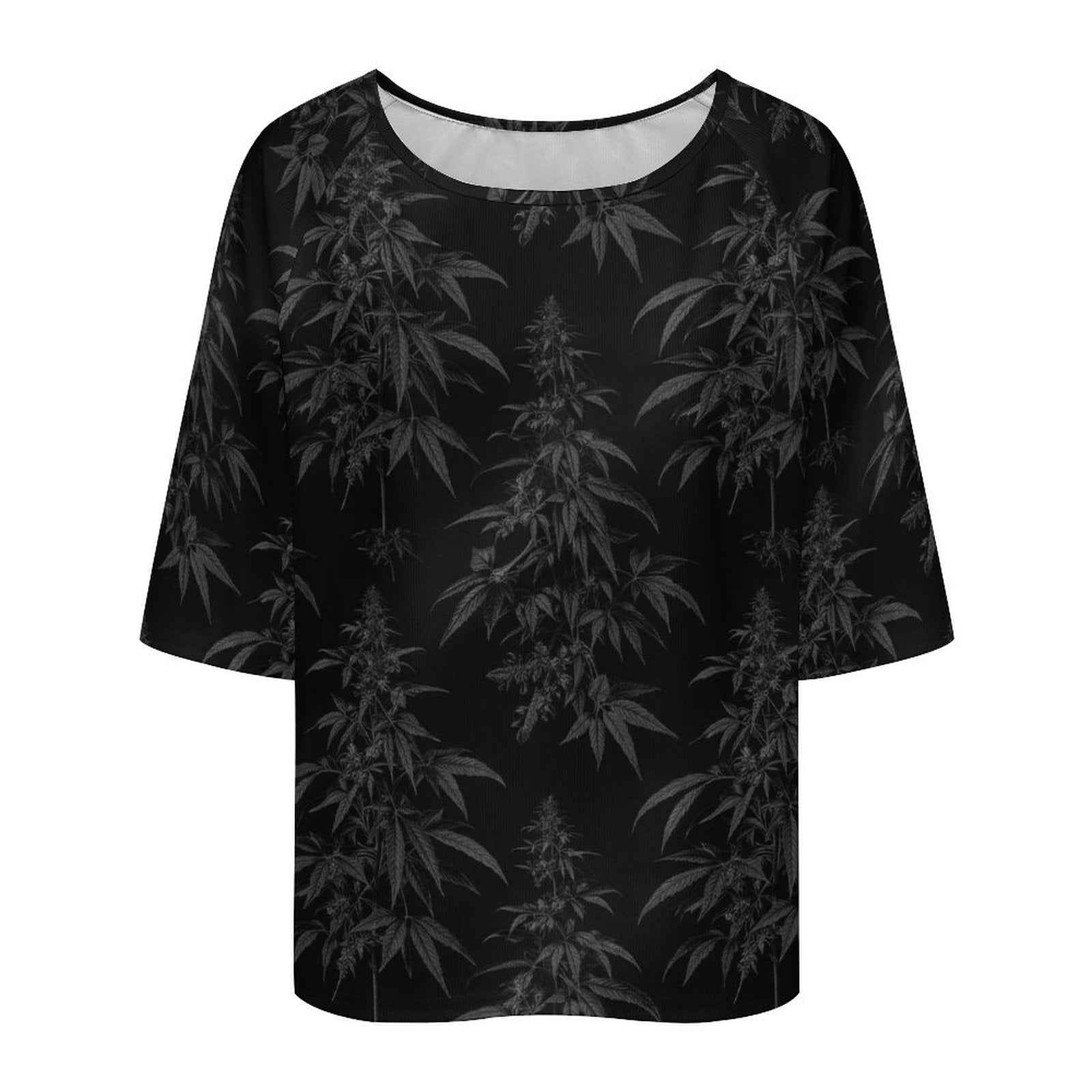 Black Widow Loose Half-Sleeve Boat Neck T-Shirt