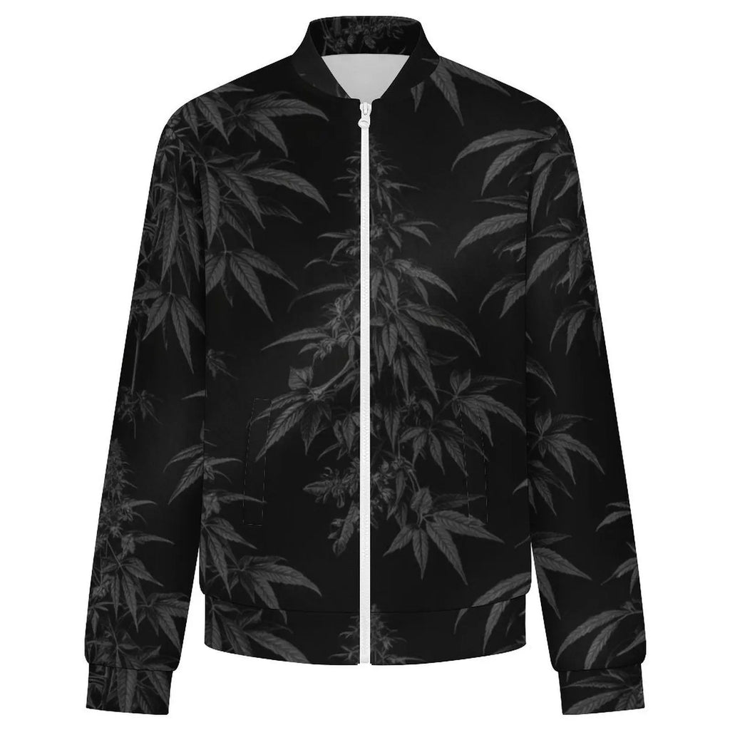 Black Widow bomber jacket, original product-only front view with white zipper and two pockets.