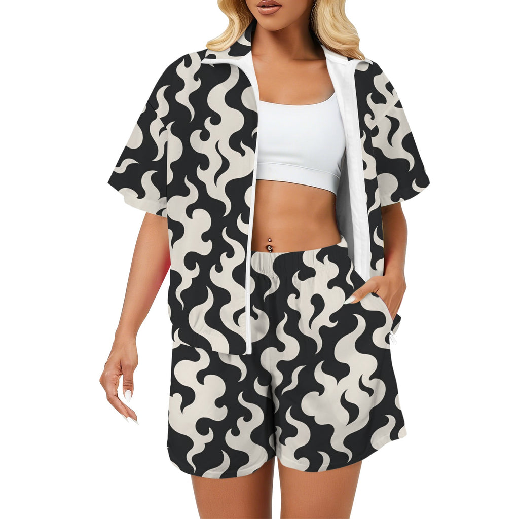 Windbreaker & Shorts Set — zip and pocket detail