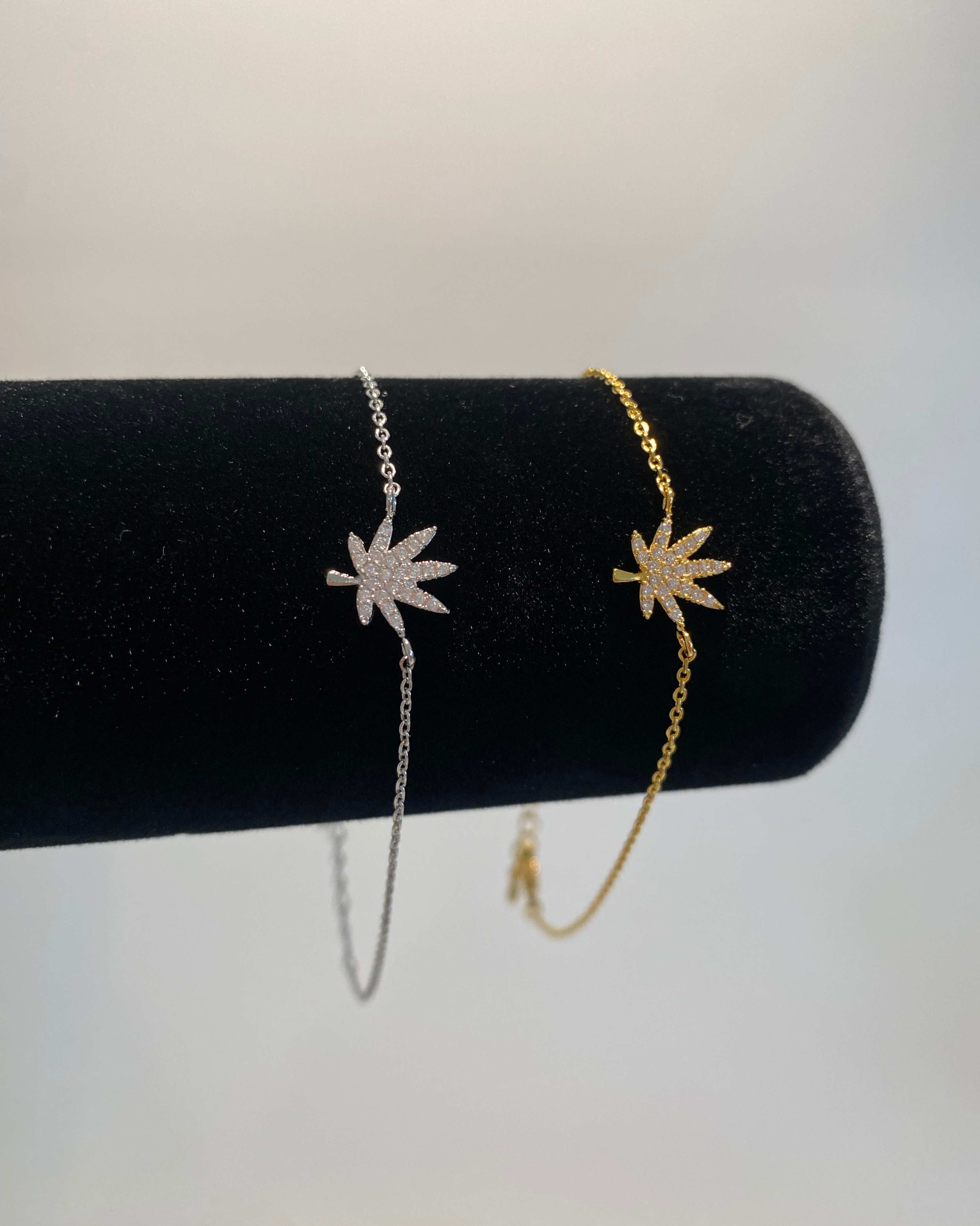 SILVER CANNABIS LEAF BRACELET The Kush Girls