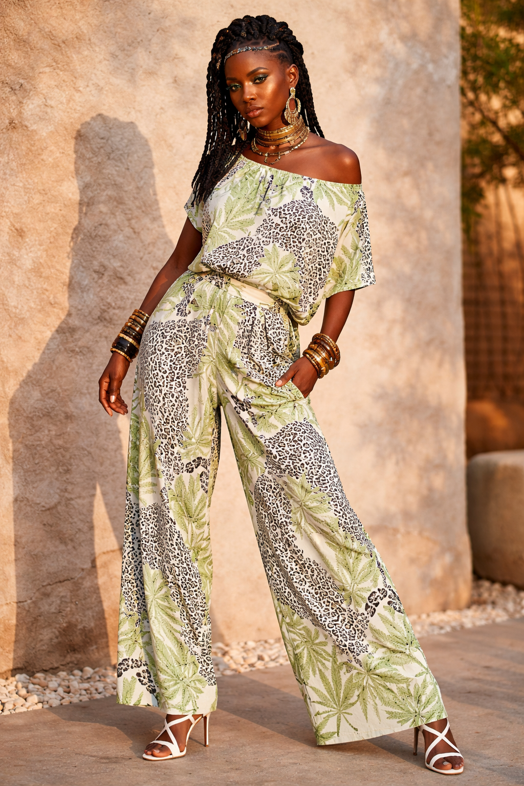 Leopard Loose Half-Sleeve Boat Neck T-Shirt