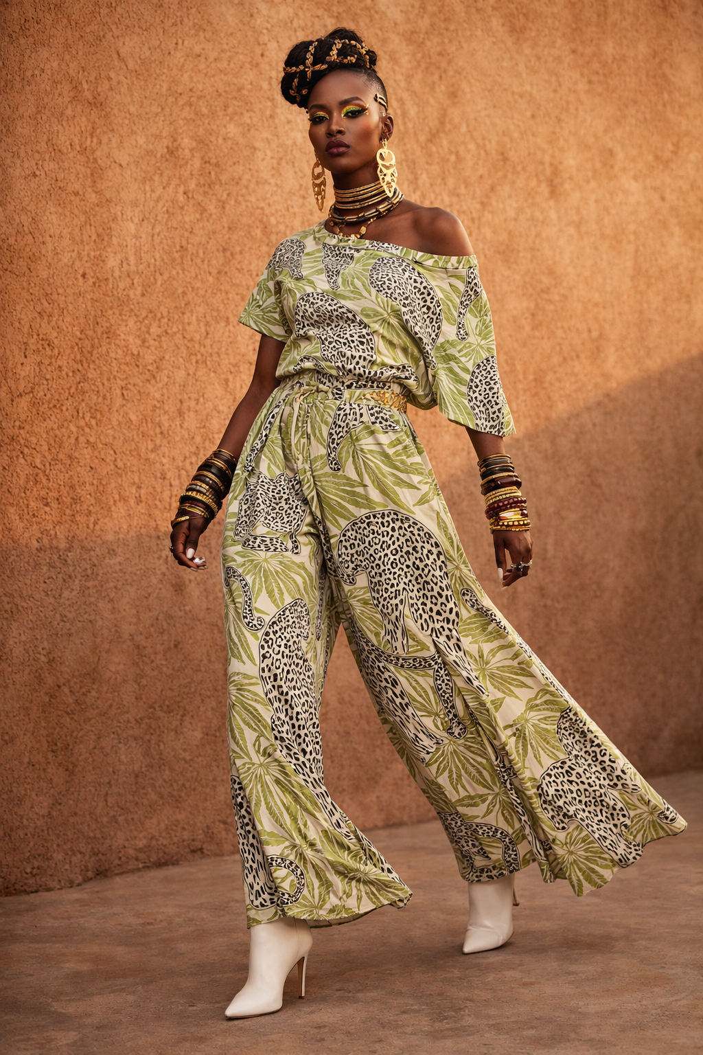 Leopard Wide-Leg Pants — lifestyle styled shot