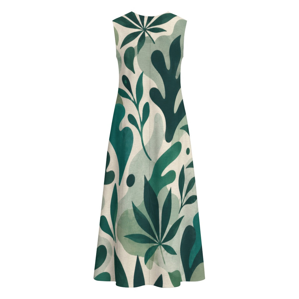 All-Over Print Women's Sleeveless Dress With Pocket|140GSM Slub Cotton Yoycol