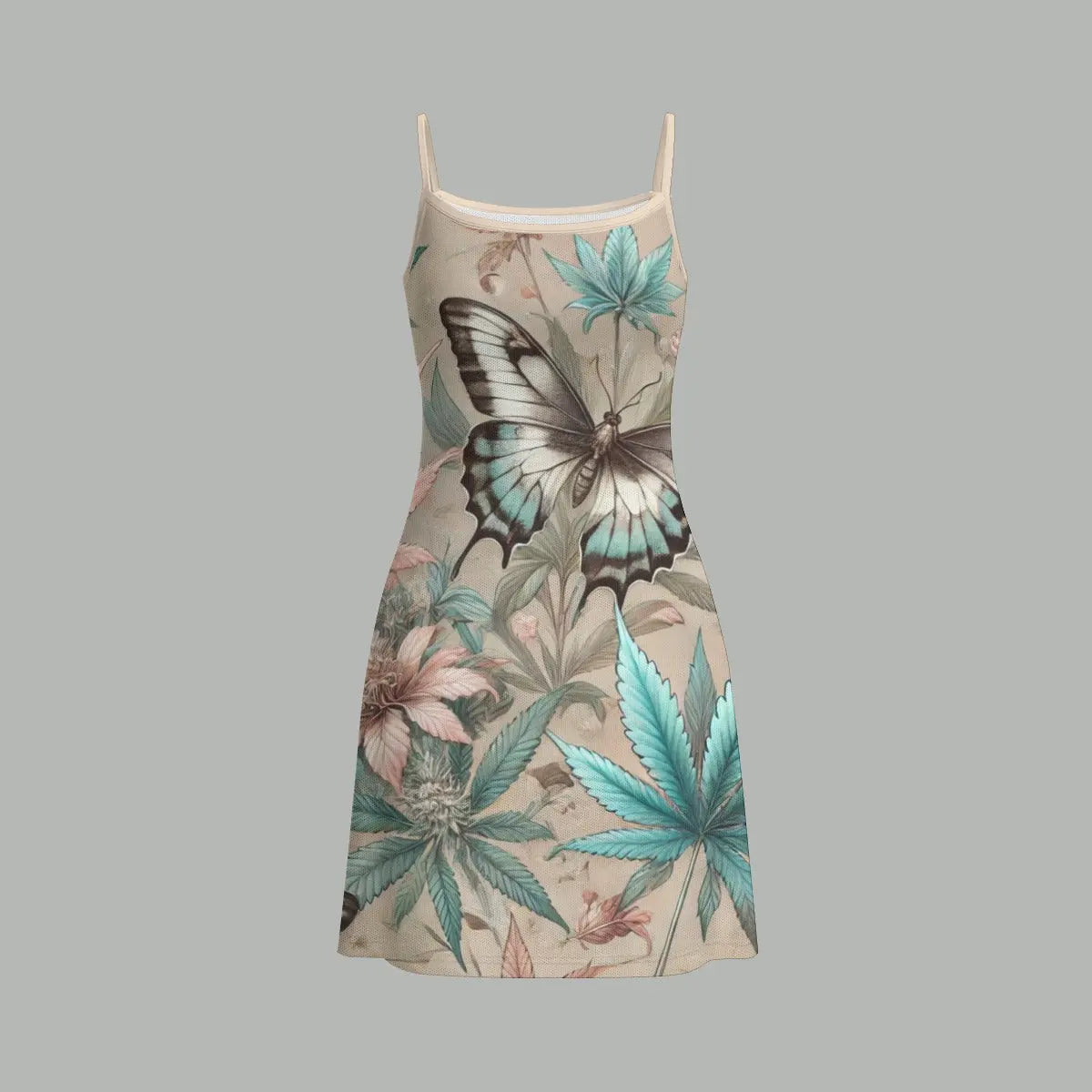 Jane Dope all-over print double-layer mesh maxi dress in white, front view on model