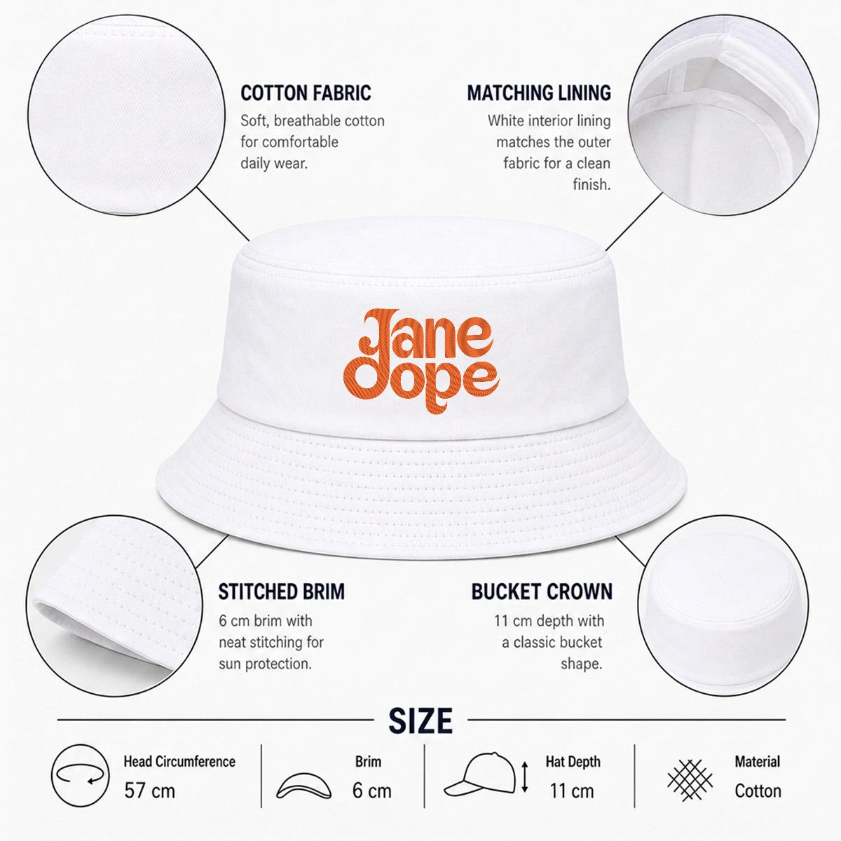 Embroidery Bucket Hat Yoycol