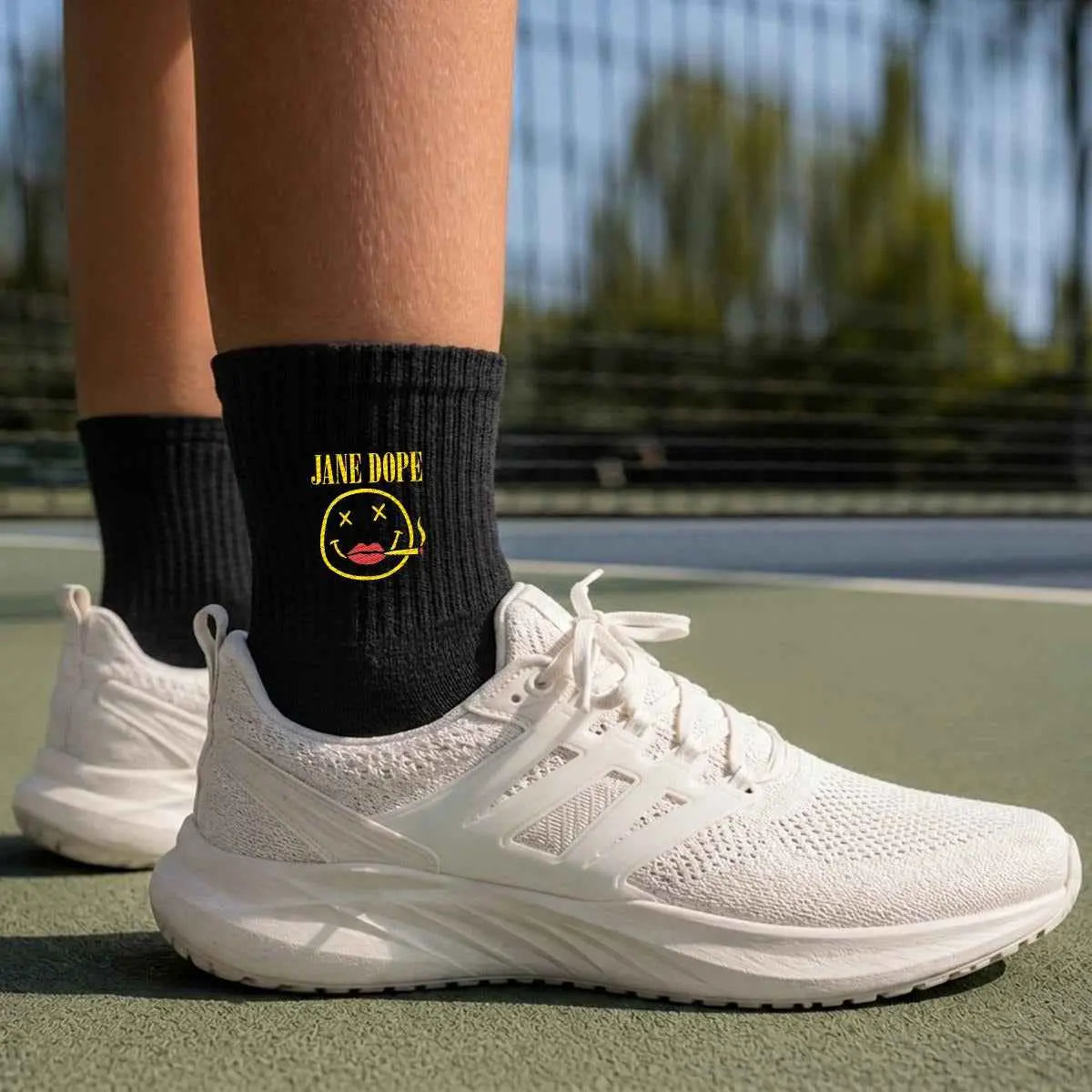 Embroidery Sports Mid-Calf Socks|Cotton