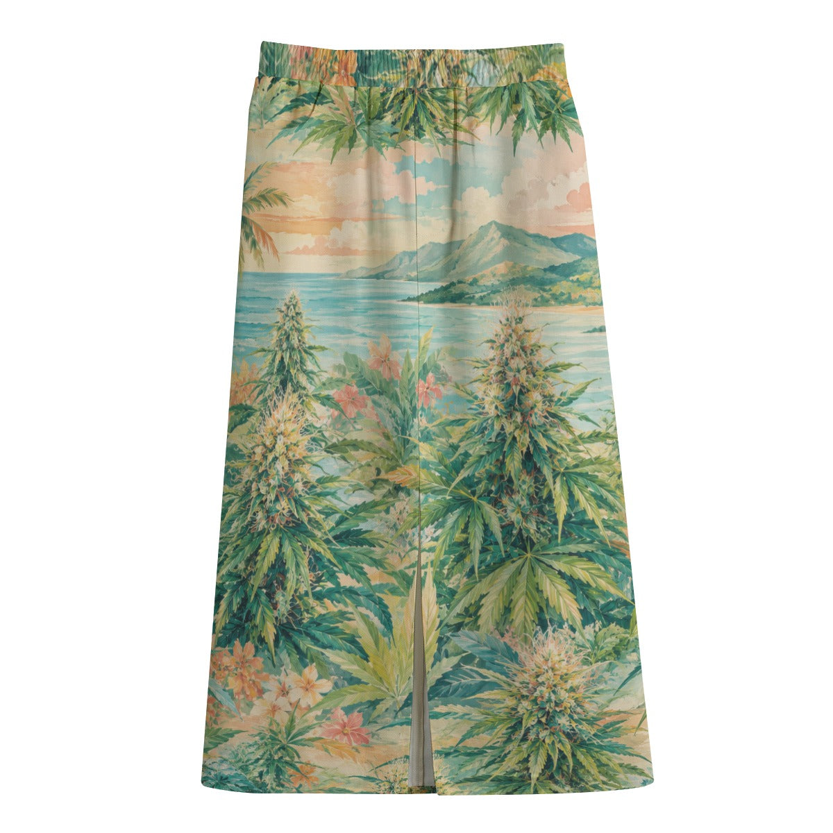 Ganja Breeze Mid-slit Skirt — flat lay front