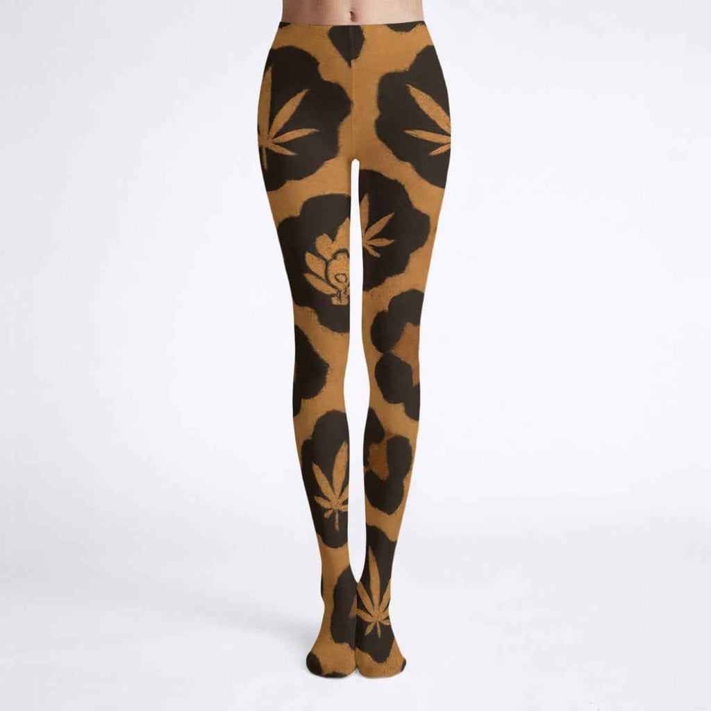 Leopard High-Stretch Pantyhose — flat lay back