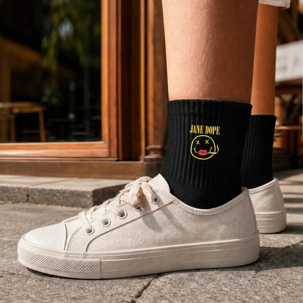Embroidery Sports Mid-Calf Socks|Cotton