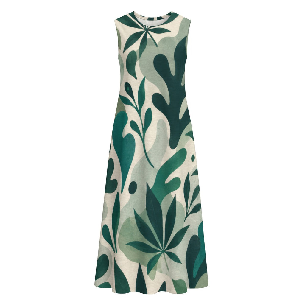 All-Over Print Women's Sleeveless Dress With Pocket|140GSM Slub Cotton Yoycol