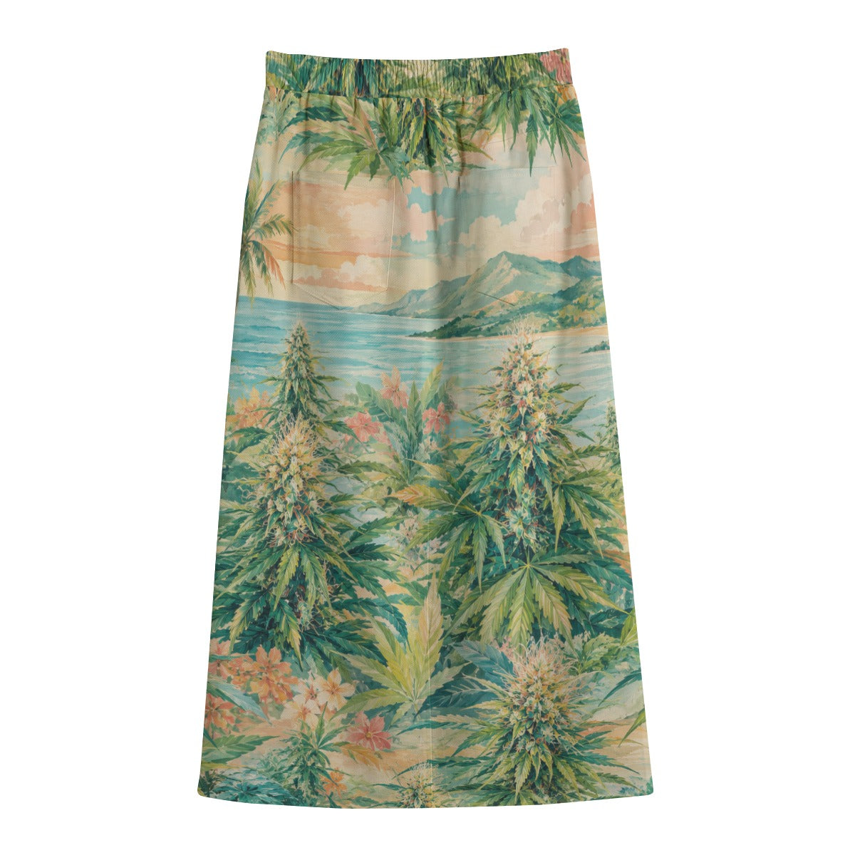 Ganja Breeze Mid-slit Skirt — flat lay back