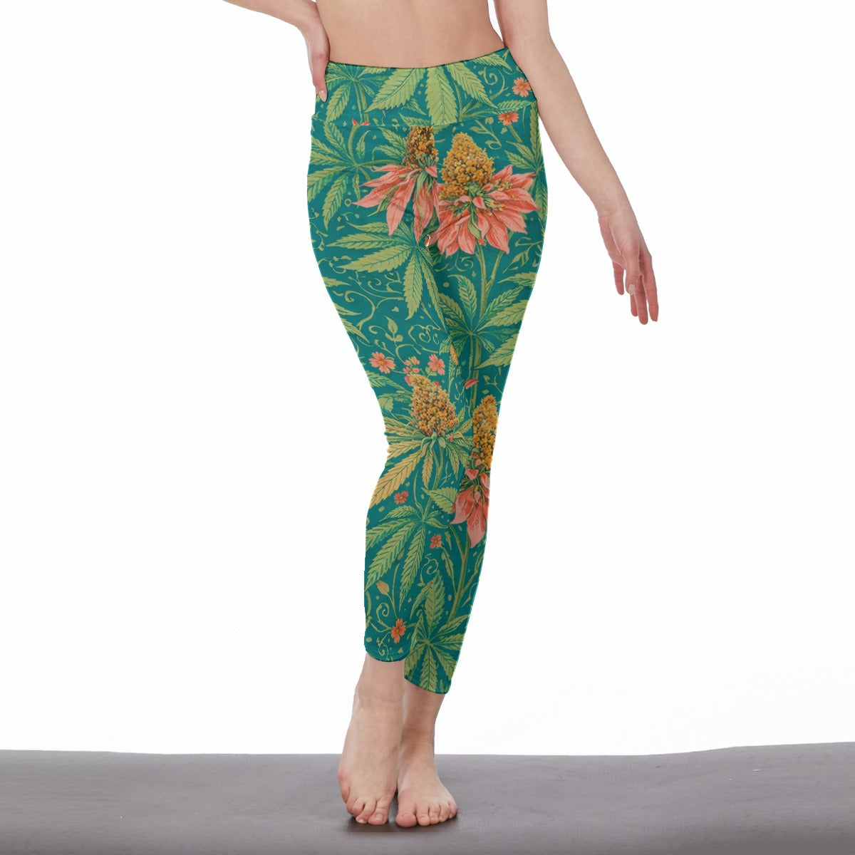 Jane Dope Kush High Waist Leggings Side Stitch Closure — all-over print high waist leggings
