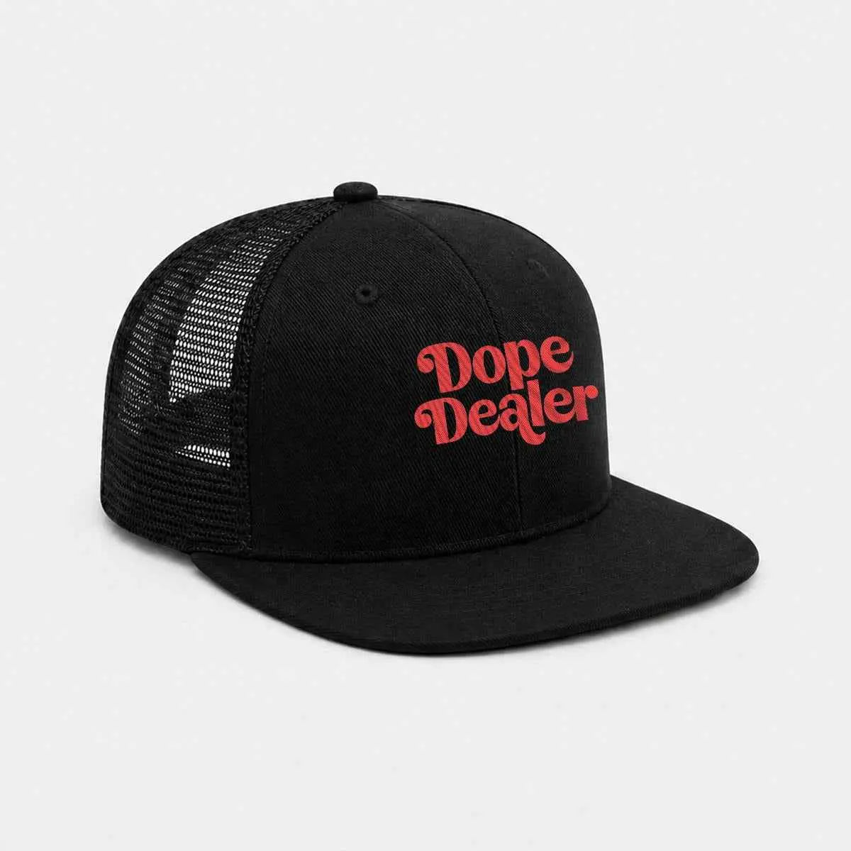 Embroidery Flat-Brim Mesh Cap