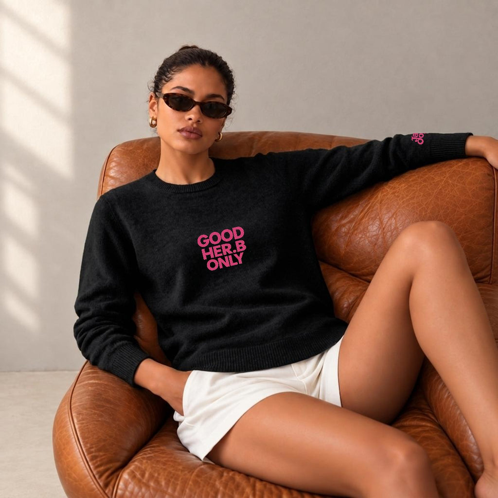 Good Herb Only Soft Wool-Blend Crewneck Knit Sweater | Embroidery