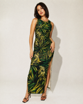 Jane Dope bud print sleeveless long dress, front view on model
