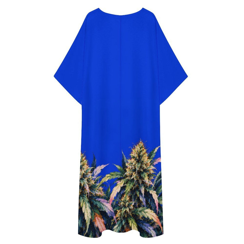Blue Mazar Kaftan Women's Kaftan Midi Dress Artsadd