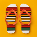 Jane Dope 56 HOPE print flip flops, top-down flat lay showing strap and sole