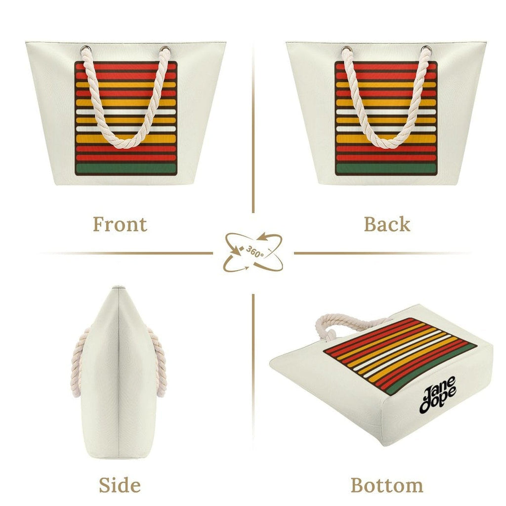 56 HOPE hemp rope tote bag, interior view showing capacity
