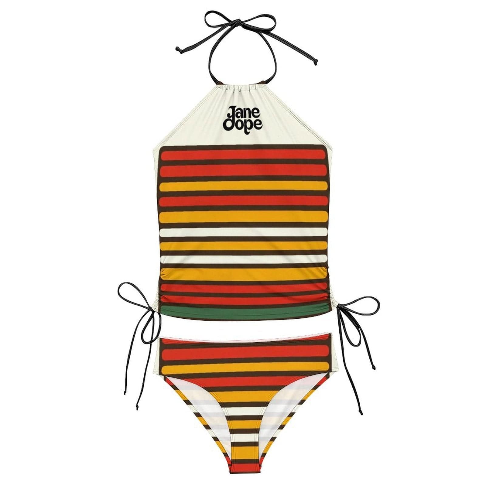 56 HOPE print backless long sleeve swimsuit, flat lay front