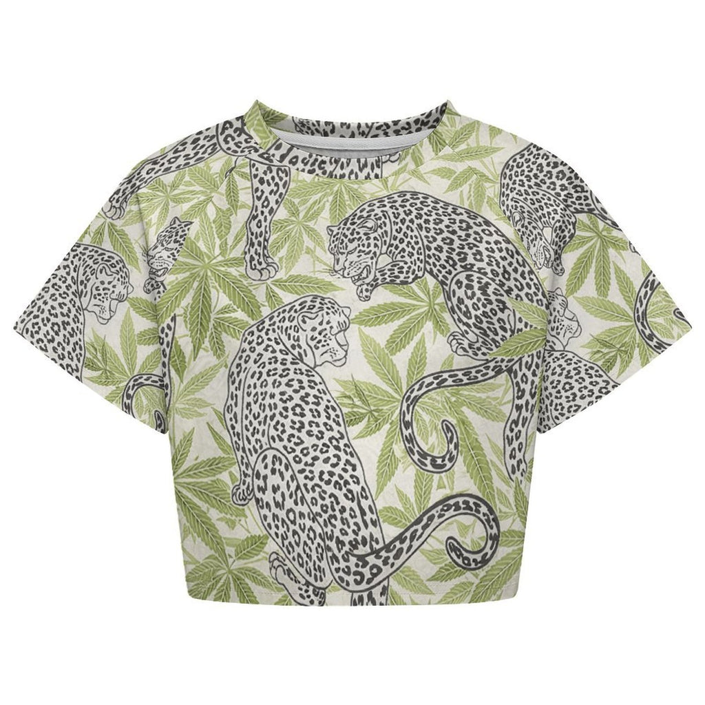 Leopard Cropped Raglan T-Shirt — back flat lay