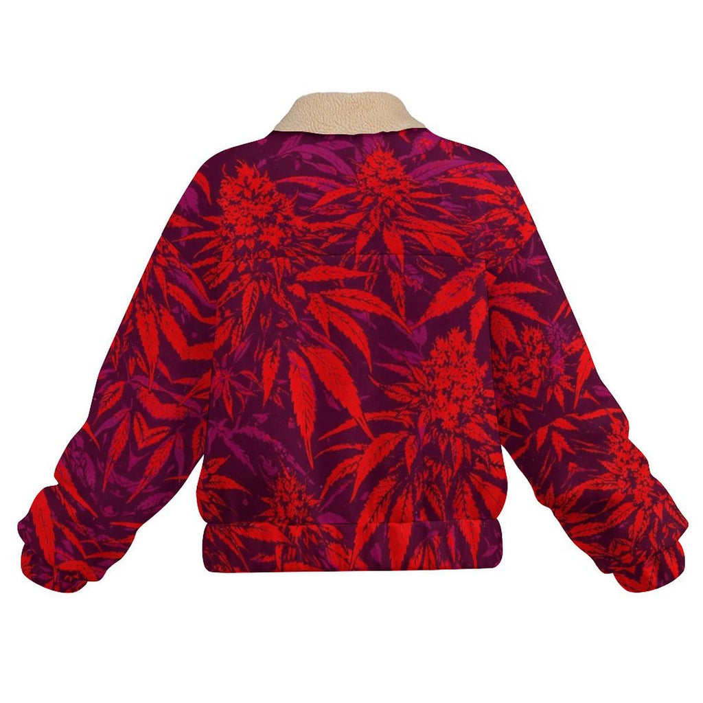 Double zipper jacket Women's Patch Pocket Fleece Jacket