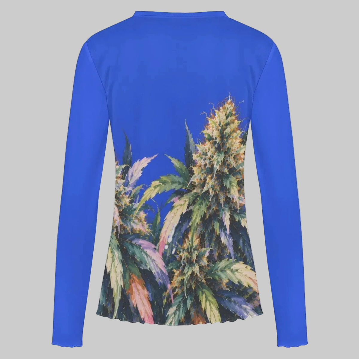Blue Mazar Mesh Long Sleeve Top Long Sleeve Mesh Top Artsadd