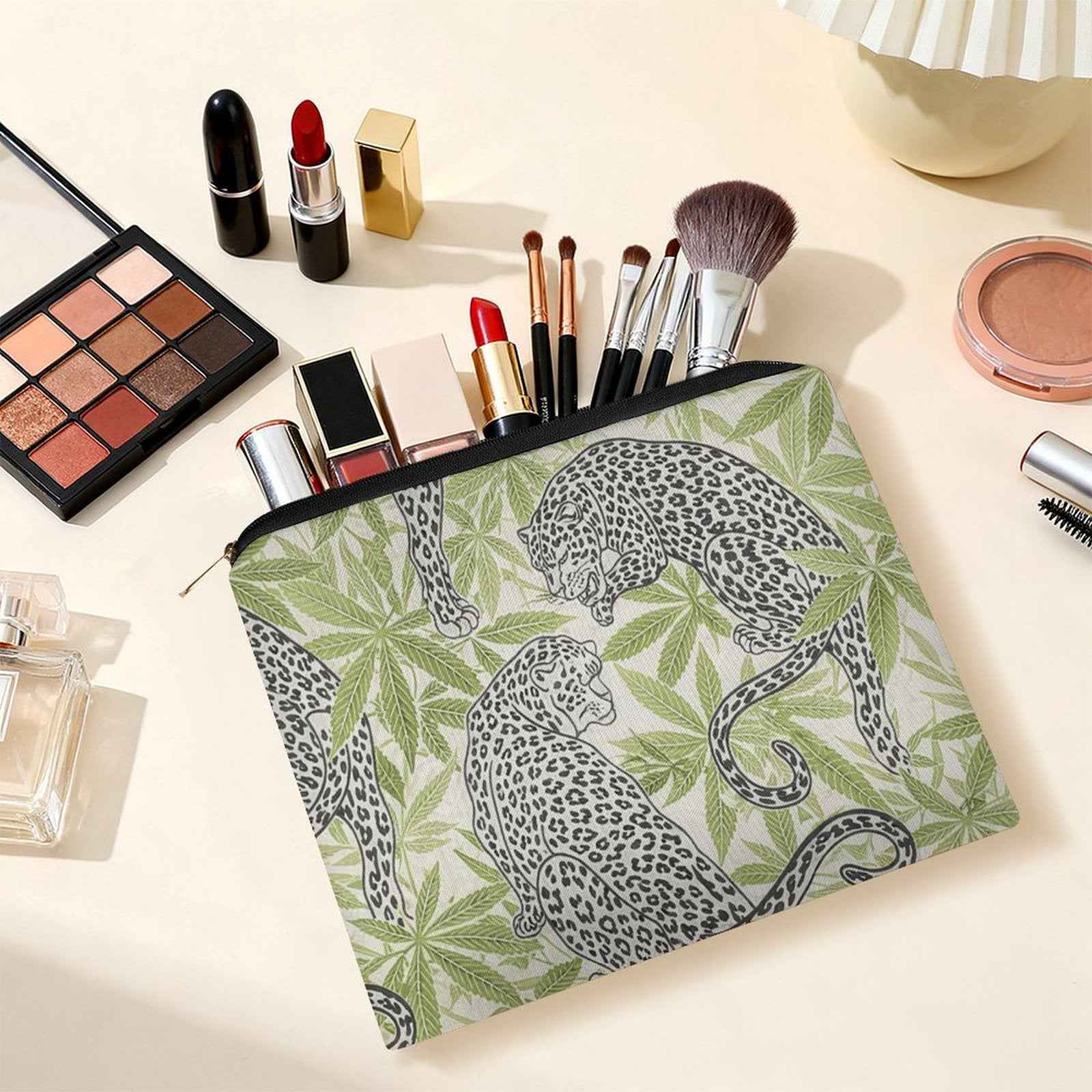 Leopard Stash Pouch — open showing interior
