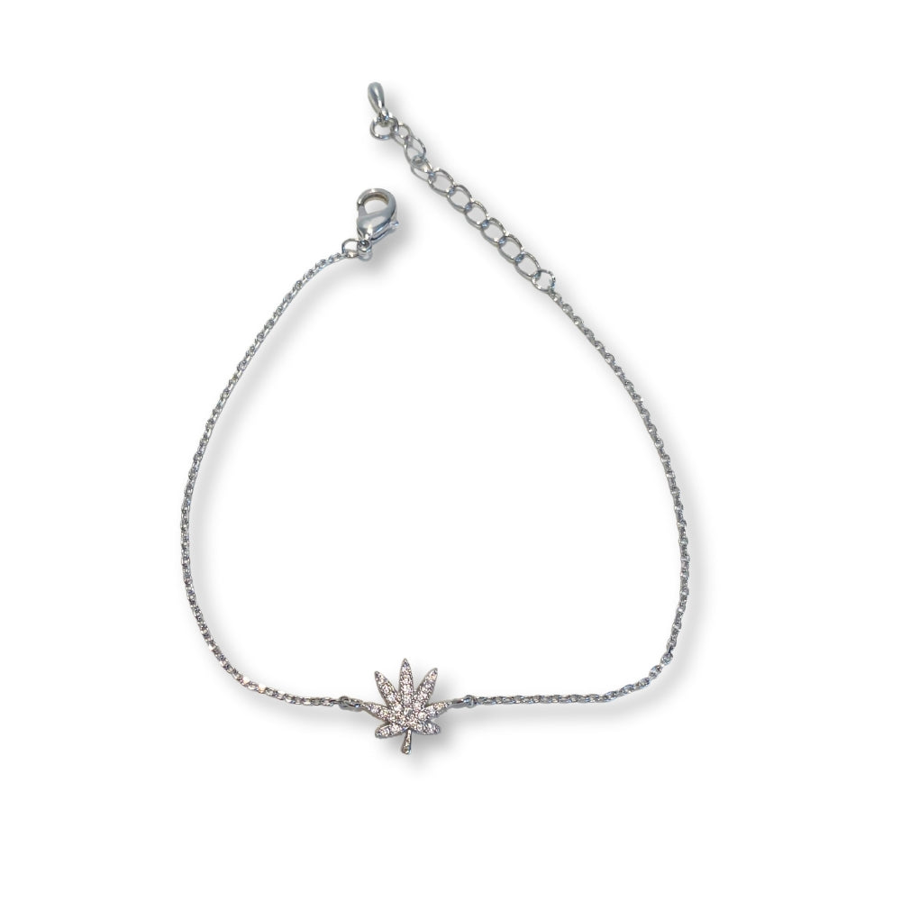 SILVER CANNABIS LEAF BRACELET The Kush Girls