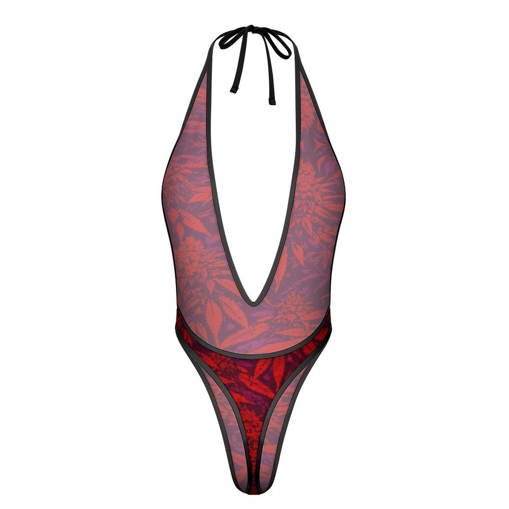 Electric Lettuce Sexy AF Thong Bodysuit — neckline detail close-up