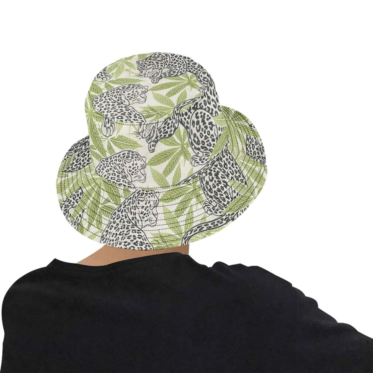 Leopard print bucket hat, print detail close-up