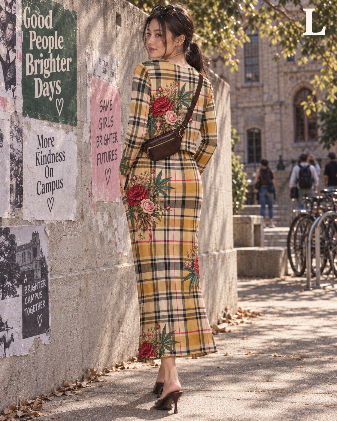 90's Sess Clueless Long Sleeve Top & Pocket Skirt Set Artsadd