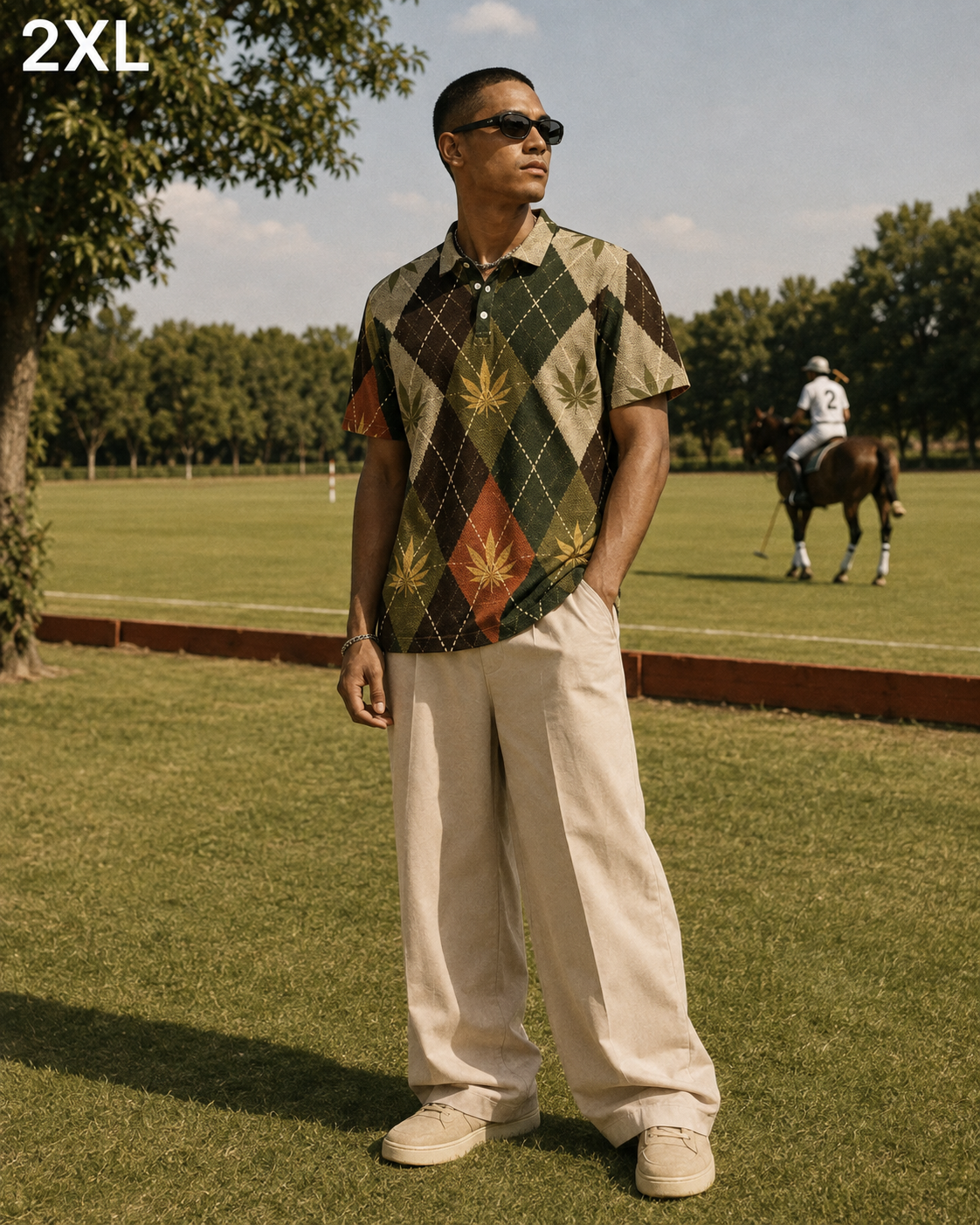 Argyle Men's Polo 2XL fit view
