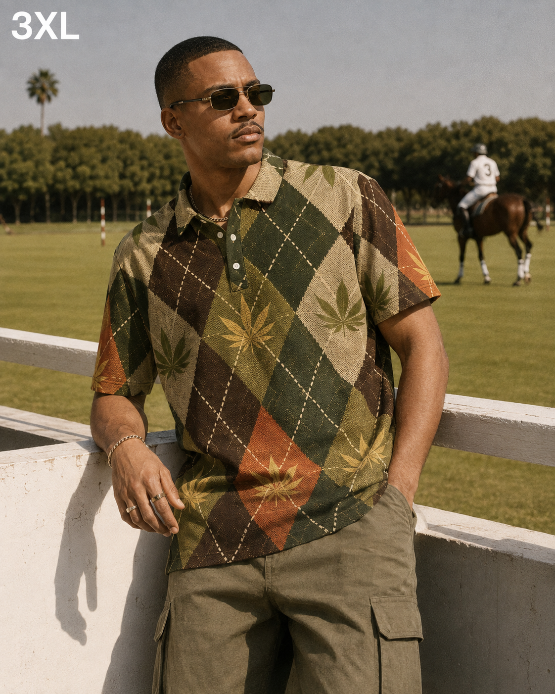 Argyle Men's Polo 3XL fit view