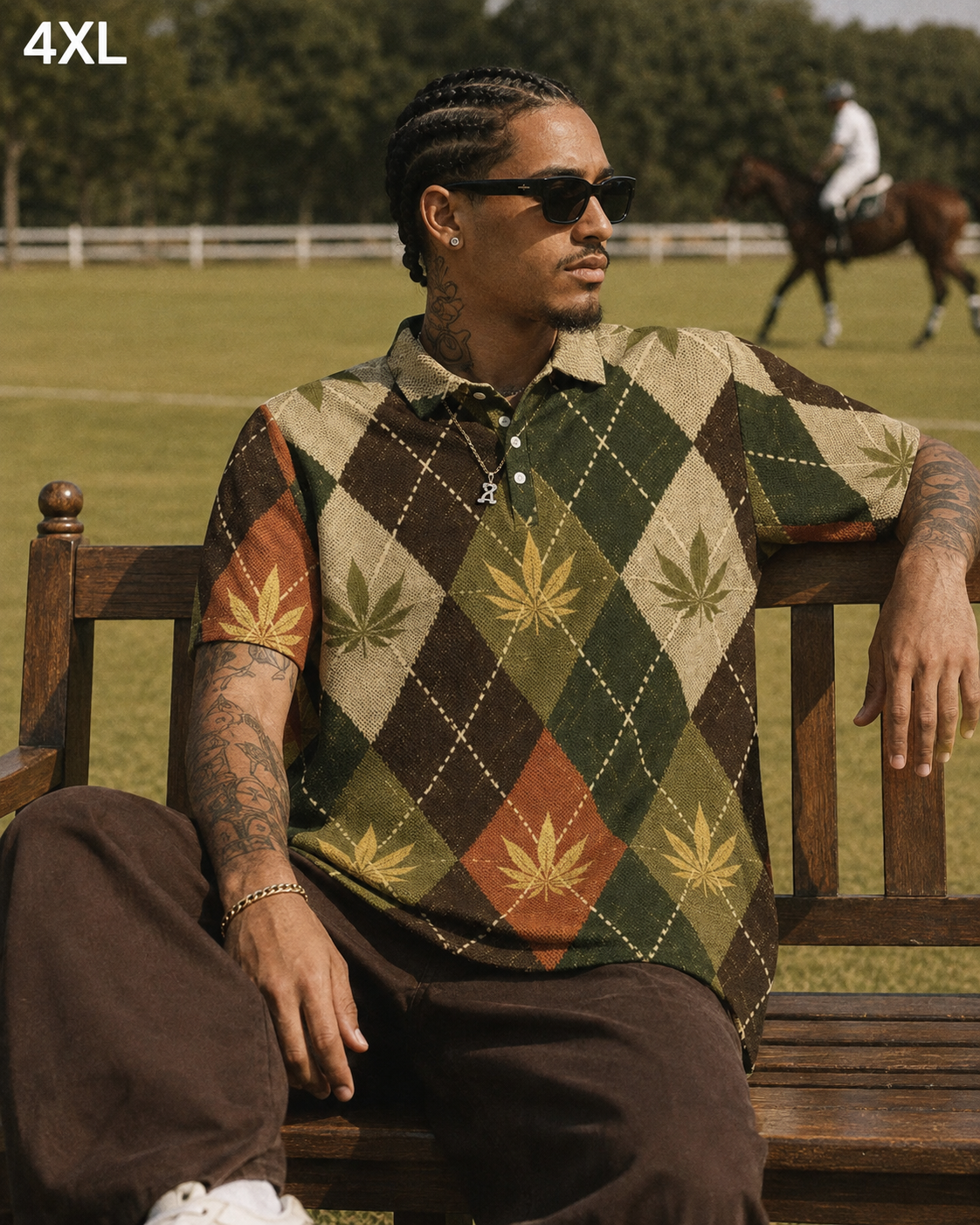 Argyle Men's Polo 4XL fit view
