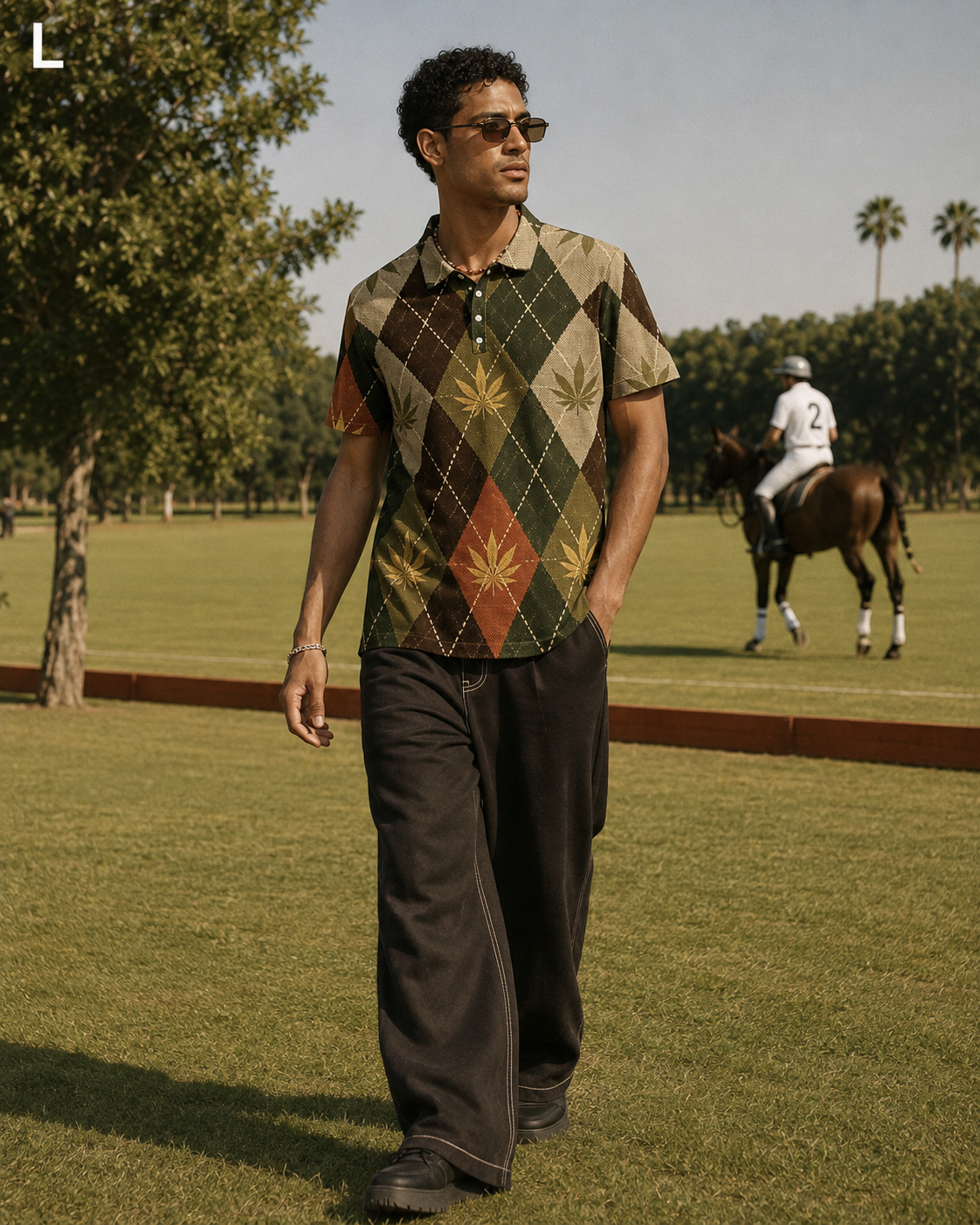 Argyle Men's Polo large fit view