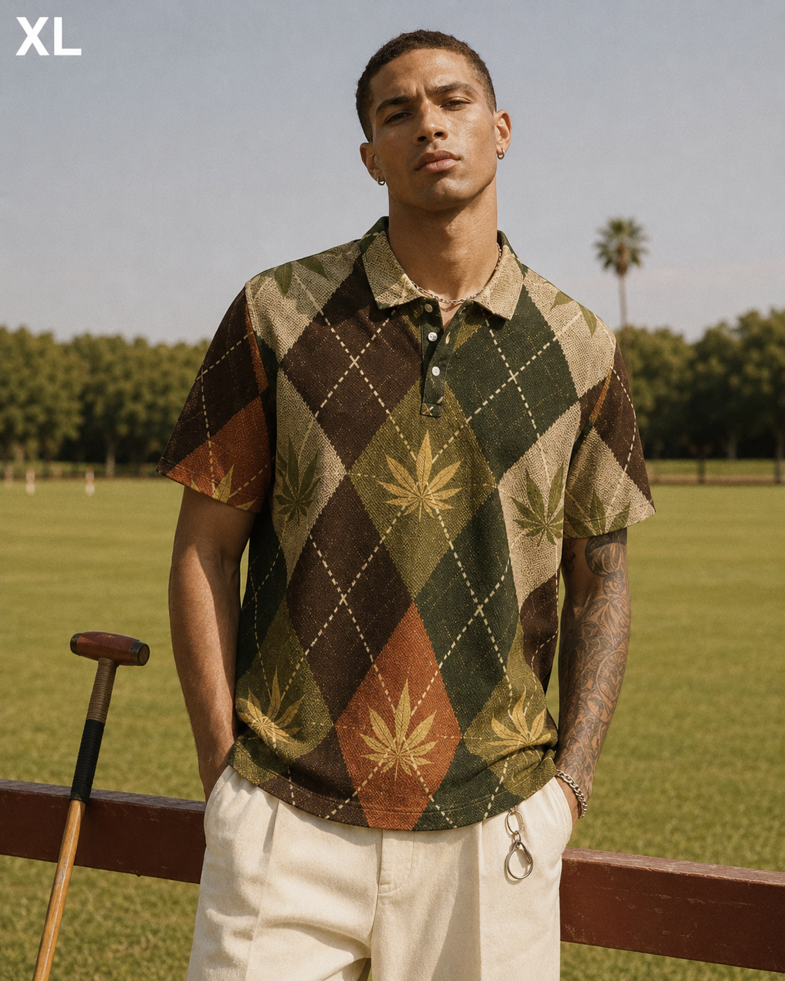 Argyle Men's Polo XL fit view