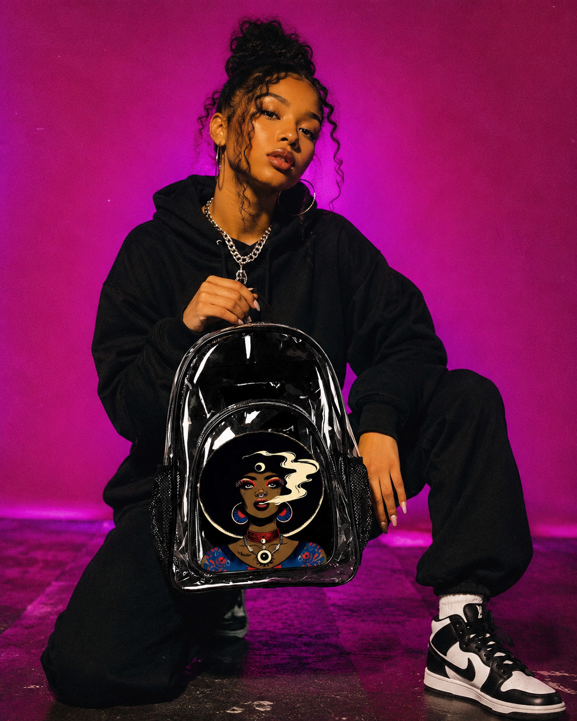 Afro Jane Clear Backpack Artsadd