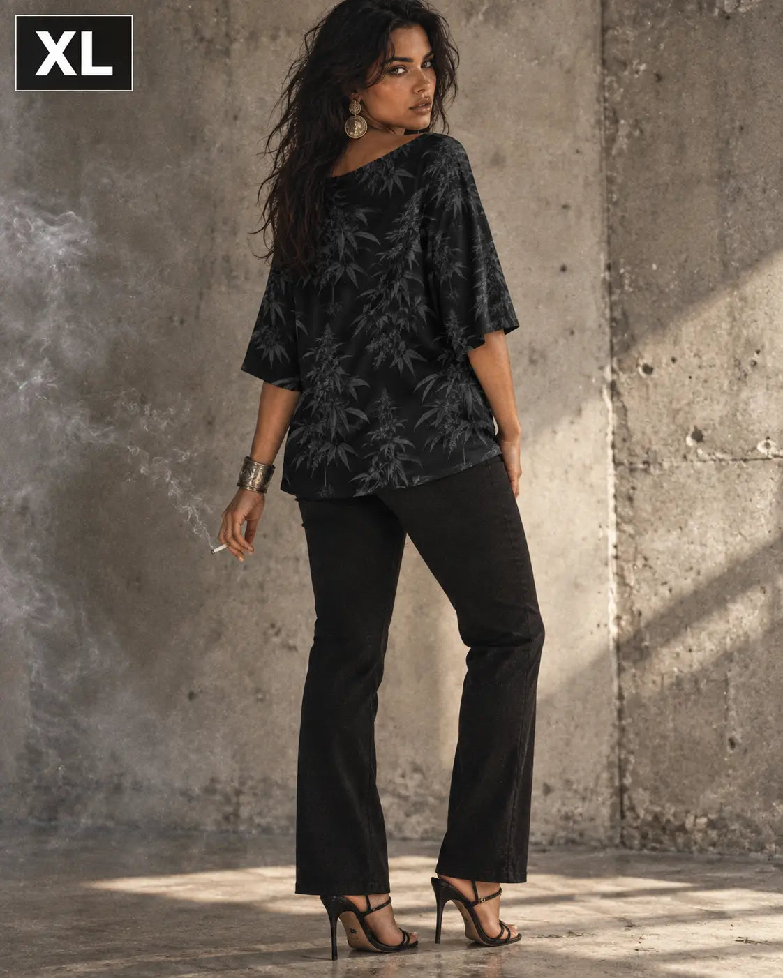 Black Widow Loose Half-Sleeve Boat Neck T-Shirt Artsadd