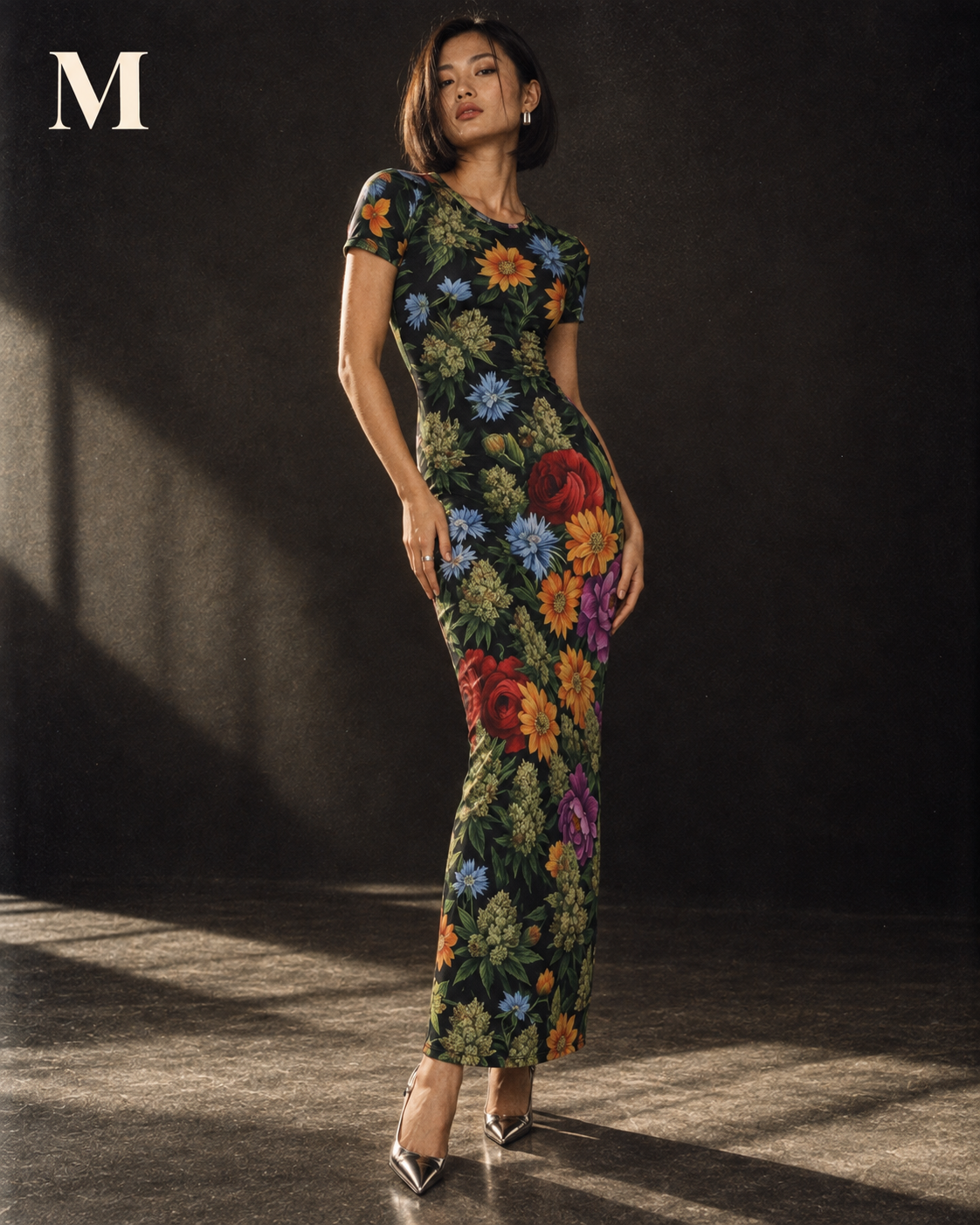 Bloom Bodycon Maxi Dress Artsadd
