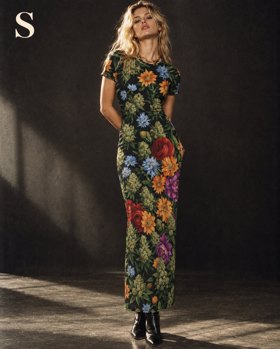 Bloom Bodycon Maxi Dress Artsadd