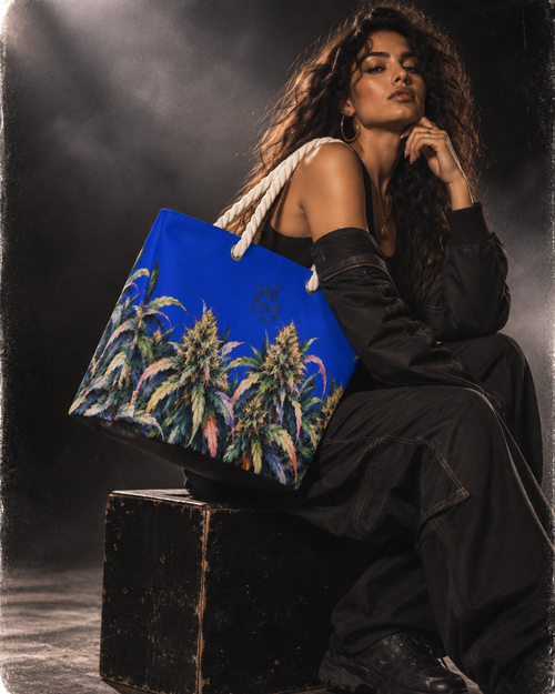 Blue Mazar Hemp Rope Tote Bag Artsadd