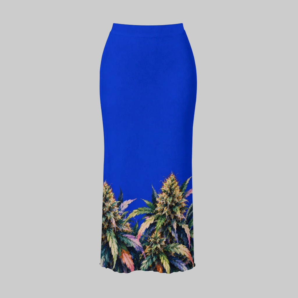 All-Over Print Women's High Neck Skirt Set With Thumb Hole Yoycol