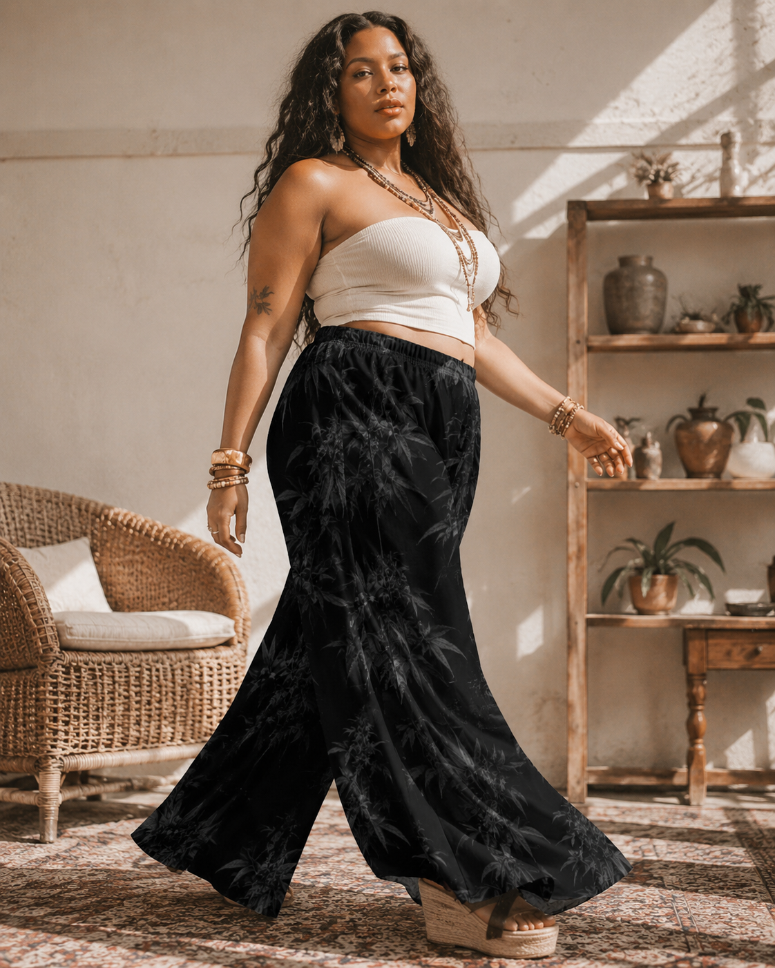 Black Widow Wide-Leg Pants Artsadd