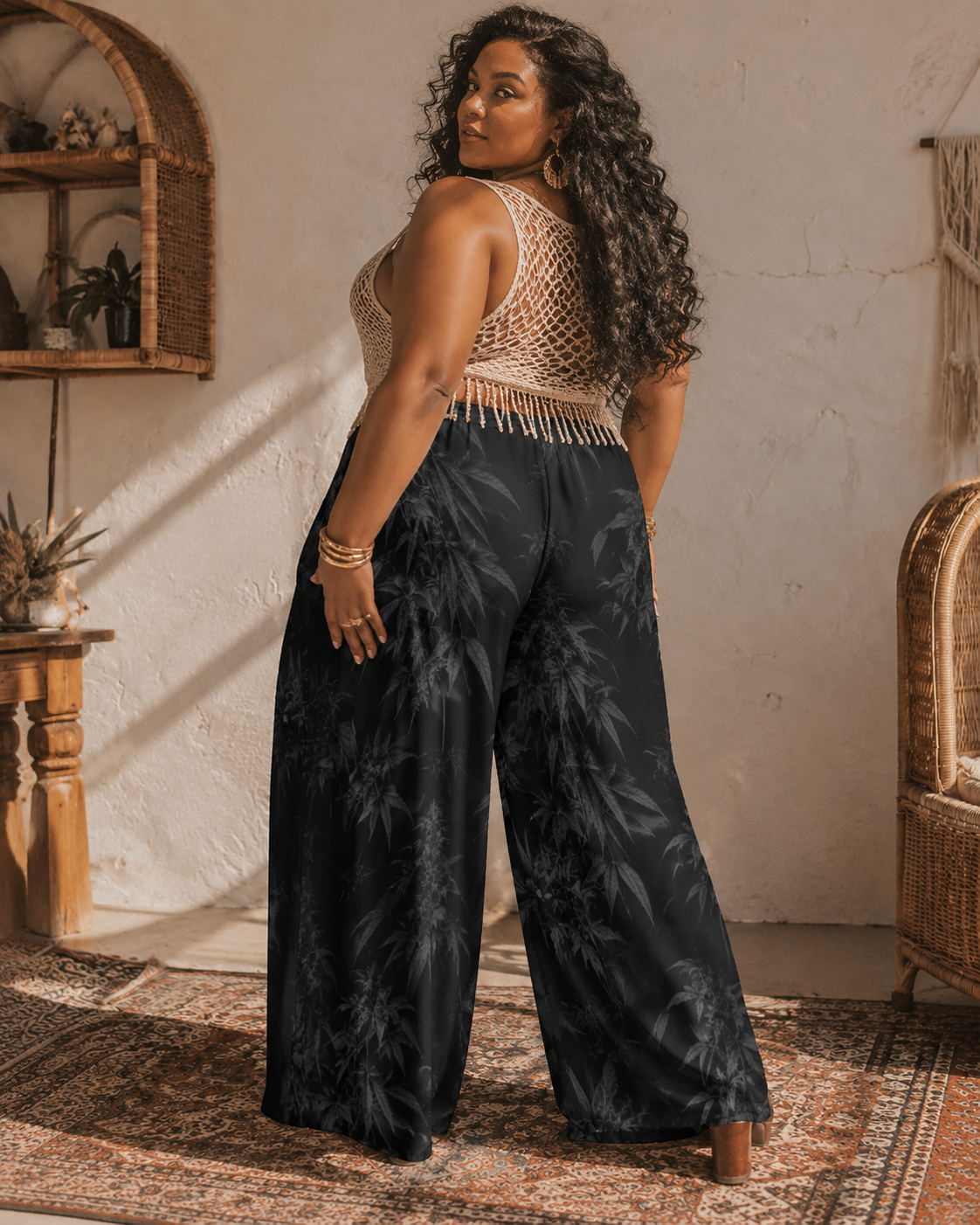 Black Widow Wide-Leg Pants Artsadd