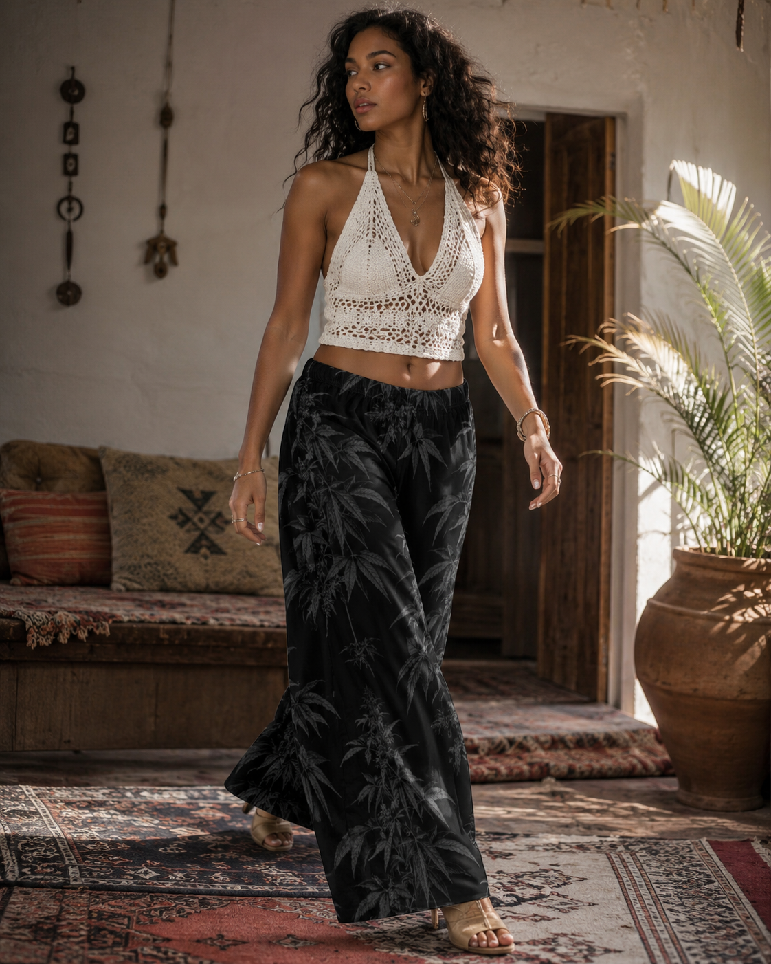 Black Widow Wide-Leg Pants Artsadd