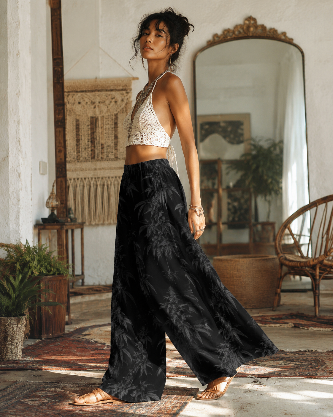 Black Widow Wide-Leg Pants Artsadd