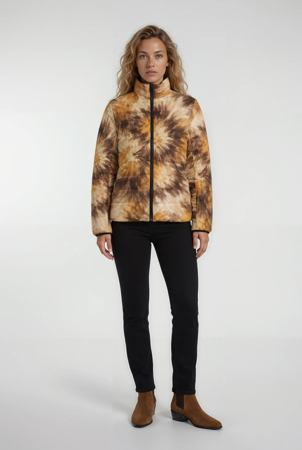 Tie Dye Stand Collar Padded Jacket